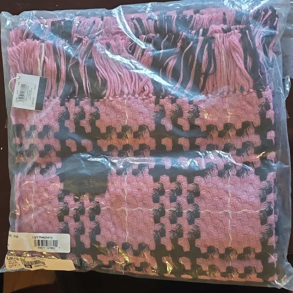 *NWT* Coach Plaid Print Blanket Scarf -Women's Pink/Black Perfect for Autumn - Picture 3 of 4